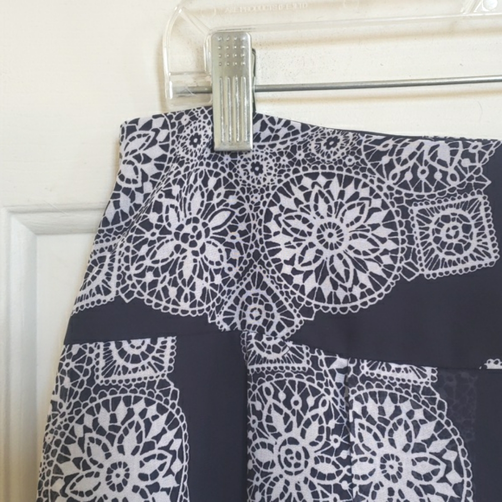 Vintage Navy Blue Mandala Print Flowy Pleated Skirt M/L - Picture 6 of 12